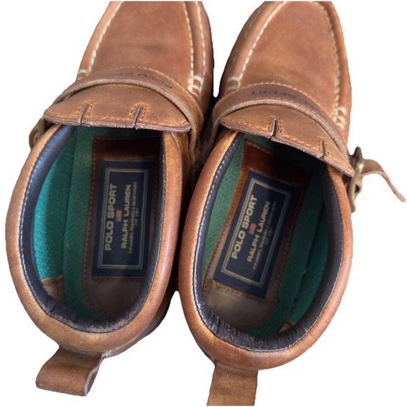 Ralph Lauren Polo Sport AAW12400 Womens Leather Ankle Boots Buckle Brown 6B - Picture 5 of 7